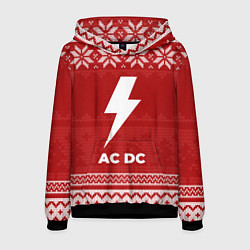 Толстовка-худи мужская Новогодний AC DC, цвет: 3D-черный