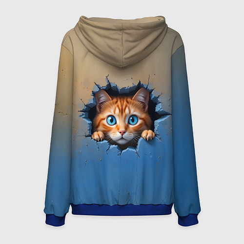 Мужская толстовка Выглядывающий котенок / 3D-Синий – фото 2