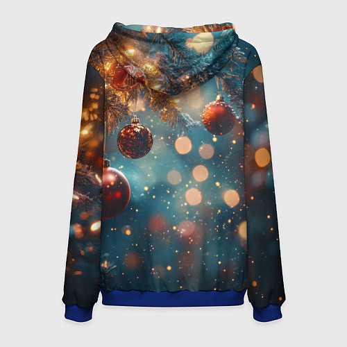 Мужская толстовка Новый год боке стиль / 3D-Синий – фото 2
