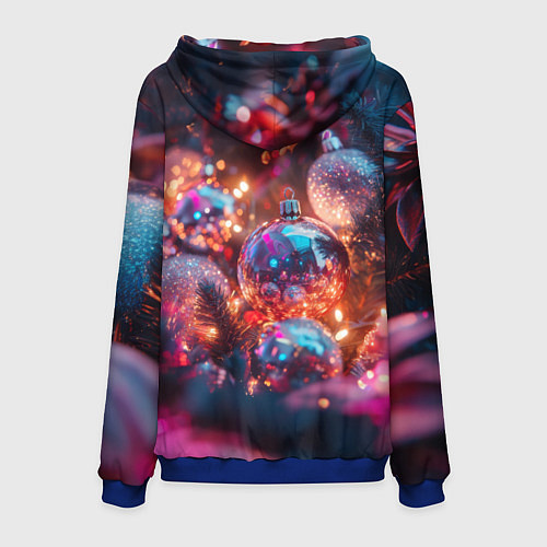 Мужская толстовка Новогодние шары и фиолетовые блески / 3D-Синий – фото 2