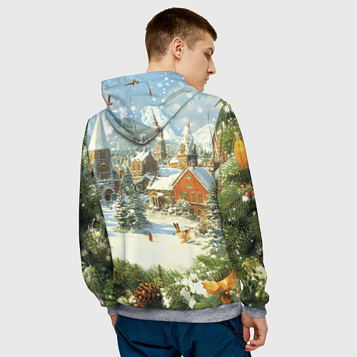 Мужская толстовка Фон рождества / 3D-Меланж – фото 4