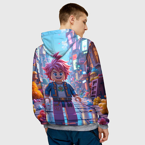 Мужская толстовка Роблокс с розовыми волосами / 3D-Меланж – фото 4
