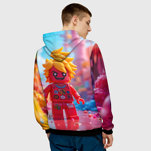 Мужская толстовка Роблокс с желтыми волосами / 3D-Черный – фото 4