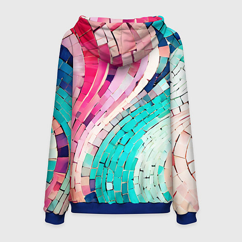 Мужская толстовка Волнистые розово-голубые плитки / 3D-Синий – фото 2