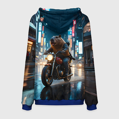 Мужская толстовка Капибара байкер / 3D-Синий – фото 2