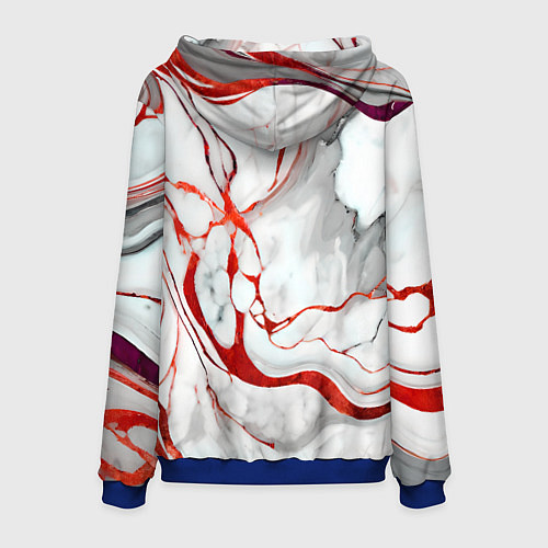 Мужская толстовка Красно-белый мрамор / 3D-Синий – фото 2