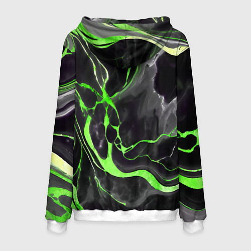 Мужская толстовка Зелёно-чёрный мрамор / 3D-Белый – фото 2