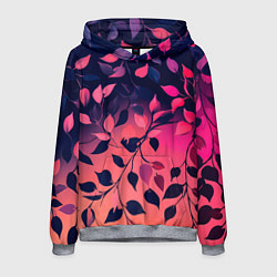 Толстовка-худи мужская Листья на градиентном фоне -нейросеть, цвет: 3D-меланж