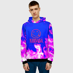 Толстовка-худи мужская Nirvana neon flame, цвет: 3D-черный — фото 2