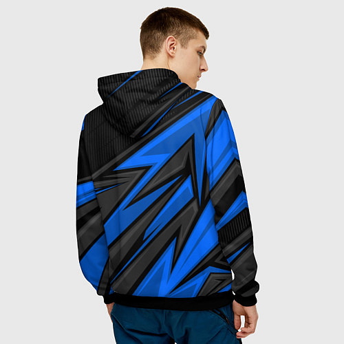 Мужская толстовка Exeed - синяя абстракция / 3D-Черный – фото 4