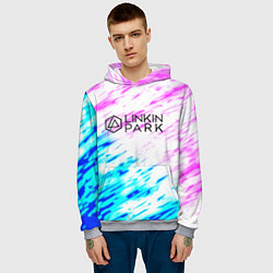 Толстовка-худи мужская Linkin park rock краски, цвет: 3D-меланж — фото 2