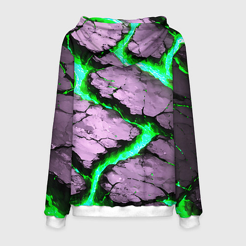 Мужская толстовка Треснувший камень зелёный / 3D-Белый – фото 2