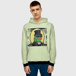 Толстовка-худи мужская Pepe is the main cryptocurrency, цвет: 3D-черный — фото 2