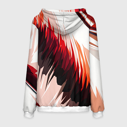 Мужская толстовка Чёрно-красные острые полосы на белом фоне / 3D-Белый – фото 2
