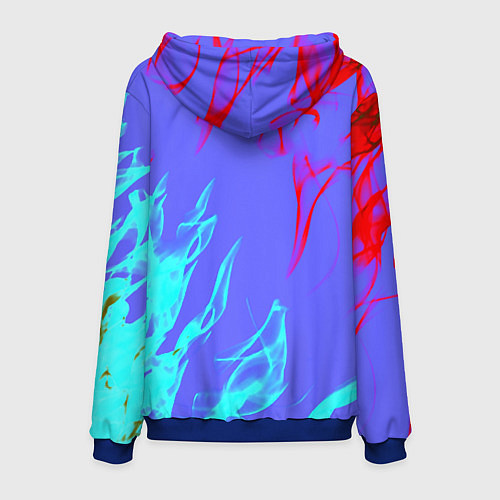 Мужская толстовка Portal 2 neon flame steel / 3D-Синий – фото 2