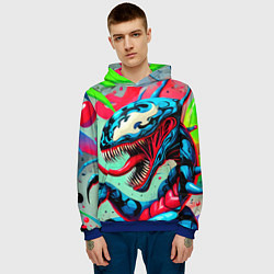 Толстовка-худи мужская Свирепый Веном - граффити, цвет: 3D-синий — фото 2