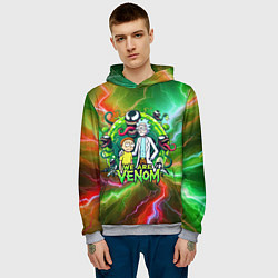 Толстовка-худи мужская Рик и Морти - мы Веном мем, цвет: 3D-меланж — фото 2