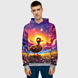Толстовка-худи мужская Космическая уточка, цвет: 3D-меланж — фото 2