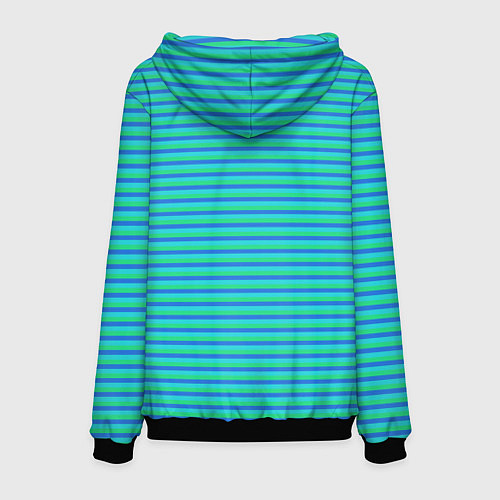 Мужская толстовка Полосатый сине-зелёный / 3D-Черный – фото 2