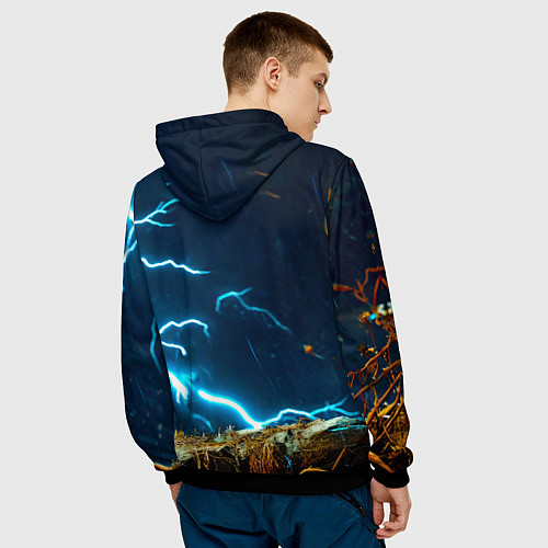 Мужская толстовка Аист и гроза / 3D-Черный – фото 4