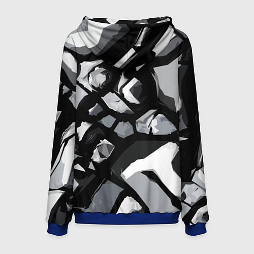 Мужская толстовка Чёрно-серая абстракция / 3D-Синий – фото 2
