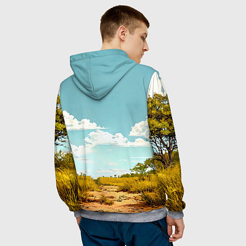 Мужская толстовка Страус в природе / 3D-Меланж – фото 4