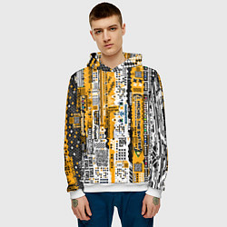 Толстовка-худи мужская Cyberpunk pattern yellow, цвет: 3D-белый — фото 2