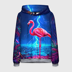 Толстовка-худи мужская Фламинго и молния, цвет: 3D-меланж