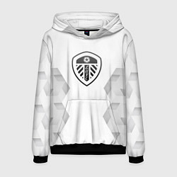 Толстовка-худи мужская Leeds United white poly, цвет: 3D-черный