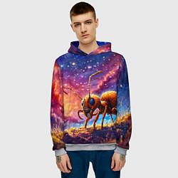 Толстовка-худи мужская Муравей в космосе, цвет: 3D-меланж — фото 2