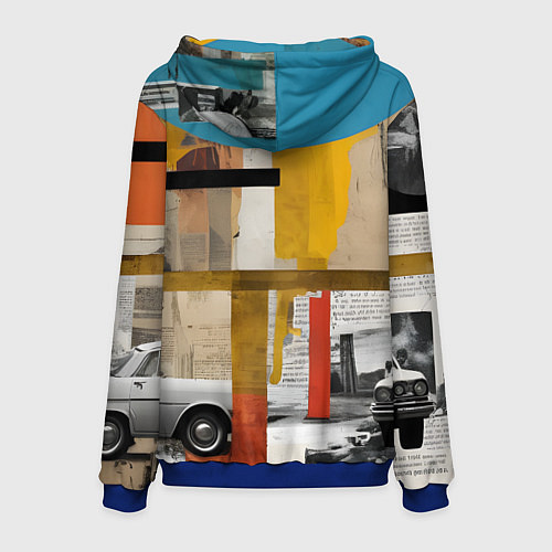 Мужская толстовка Ретро коллаж с автомобилем / 3D-Синий – фото 2