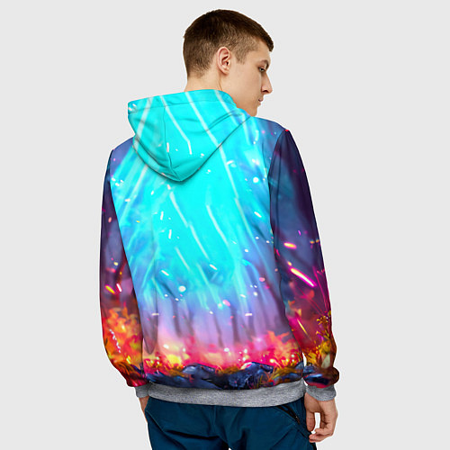 Мужская толстовка Черный ворон в неоне / 3D-Меланж – фото 4