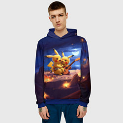 Толстовка-худи мужская Пикачу с гитарой, цвет: 3D-синий — фото 2