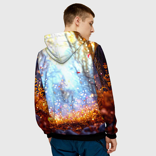 Мужская толстовка Олень в искристом лесу / 3D-Черный – фото 4