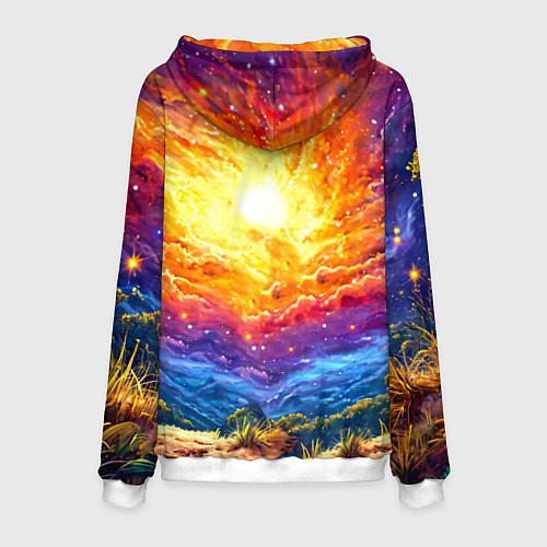 Мужская толстовка Кенгуру в космосе / 3D-Белый – фото 2