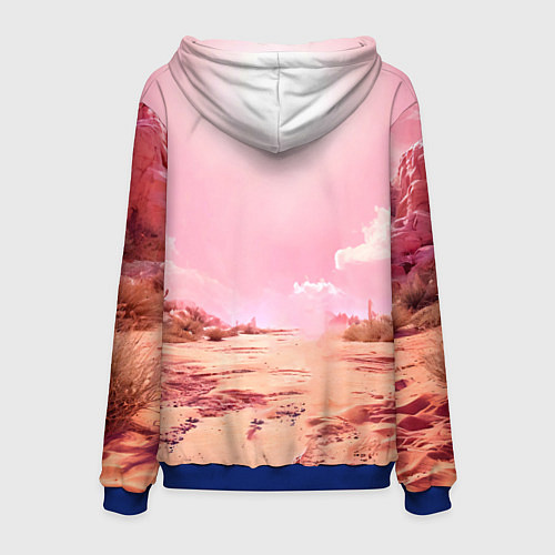Мужская толстовка Верблюд в розовой пустыне / 3D-Синий – фото 2