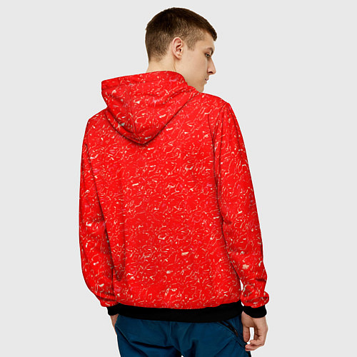 Мужская толстовка Огненный красный текстура / 3D-Черный – фото 4