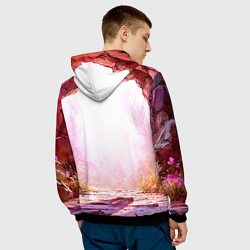 Мужская толстовка Осел в розовом свете / 3D-Черный – фото 4