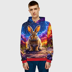 Толстовка-худи мужская Зачик и космическое небо, цвет: 3D-красный — фото 2