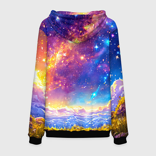 Мужская толстовка Коровка и звездное небо / 3D-Черный – фото 2