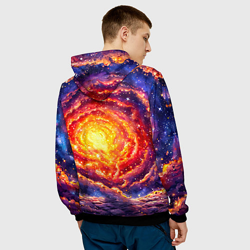 Мужская толстовка Медвежонок смотрит в космос / 3D-Черный – фото 4