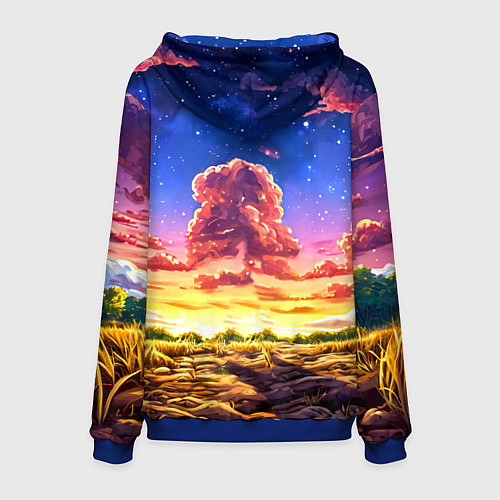 Мужская толстовка Буйвол в звездной ночи / 3D-Синий – фото 2