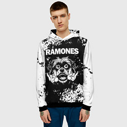 Толстовка-худи мужская Ramones рок пес, цвет: 3D-черный — фото 2