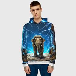 Толстовка-худи мужская Мамонт и разряды молний, цвет: 3D-белый — фото 2