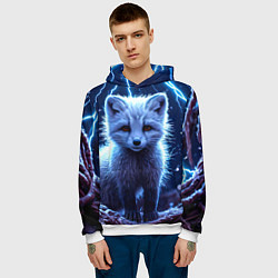 Толстовка-худи мужская Песец в разрядах молний, цвет: 3D-белый — фото 2