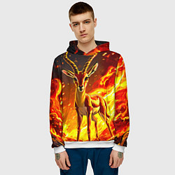 Толстовка-худи мужская Газель в огне, цвет: 3D-белый — фото 2