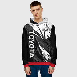 Толстовка-худи мужская Toyota - белый разрыв, цвет: 3D-красный — фото 2