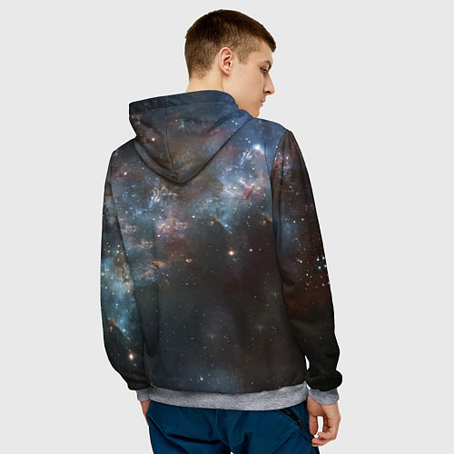 Мужская толстовка Череп - космос / 3D-Меланж – фото 4