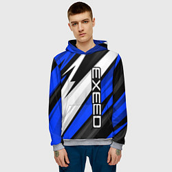 Толстовка-худи мужская Exeed - blue sport, цвет: 3D-меланж — фото 2