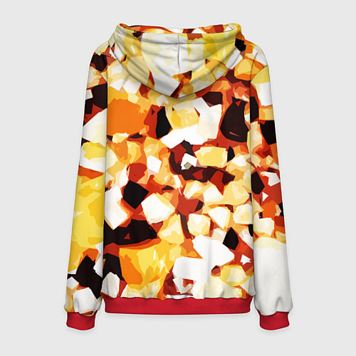 Мужская толстовка Жёлто-белая абстракция на чёрном фоне / 3D-Красный – фото 2